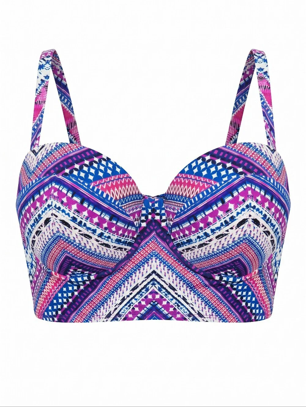 Torrid Purple Pink Blue Geo-Print Bikini Top Geometric Push Up Festival Swim - Picture 1 of 9